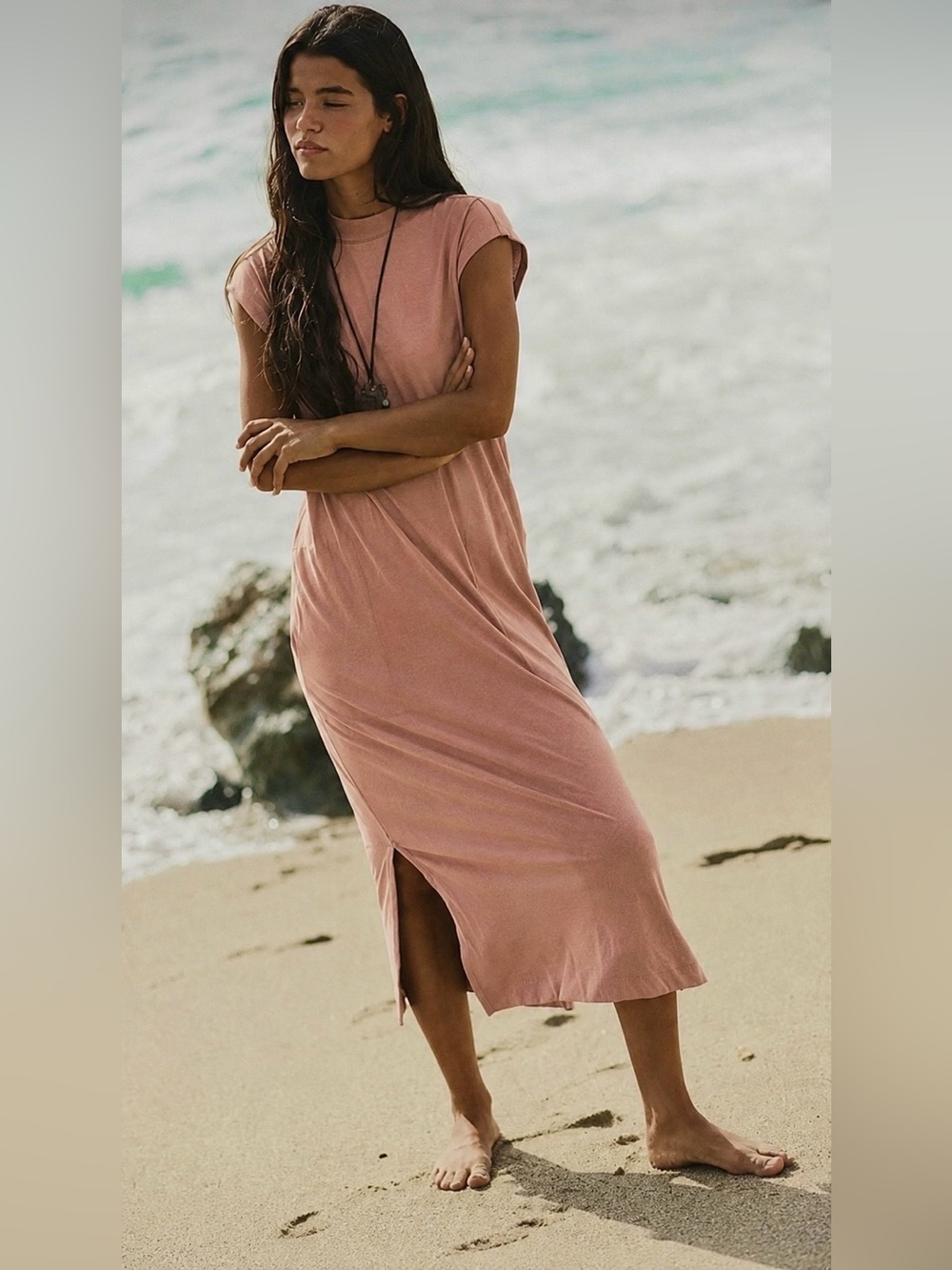 Old Navy Womens Dusty Rose Crewneck Sweatshirt maxi dress